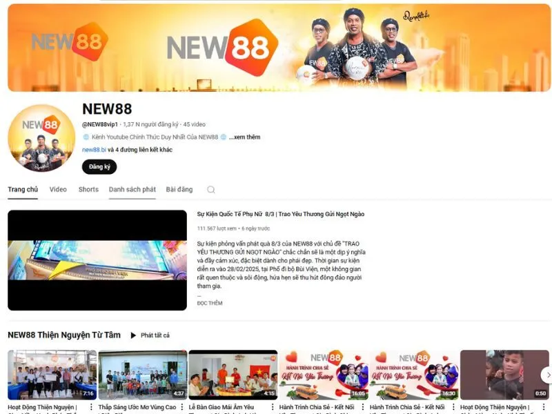 Mạng xã hội của New88 chăm chỉ hoạt động, cập nhật